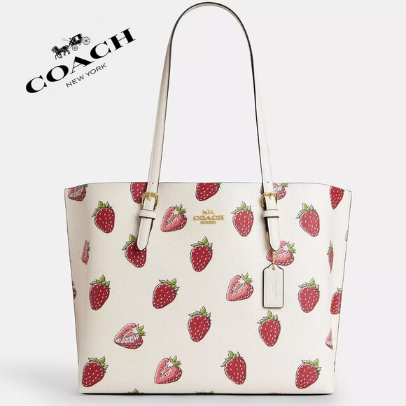 🍓Coach Mollie Tote Bag With Strawberry Print - Picture 1 of 8